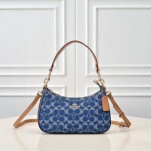 🍀Coach Teri Shoulder Bag Signature Denim CAF82 outlet new
